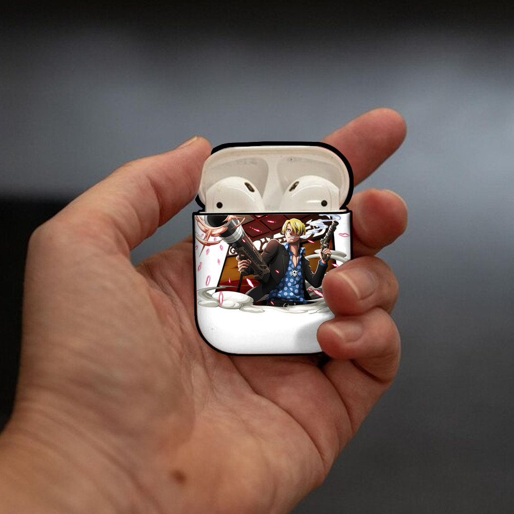 ワンピース サンジ ONE PIECE Sanji AirPods 第2世代保護ケース ハードシェル ブラック 耐衝撃・防指紋・カラビナ付き