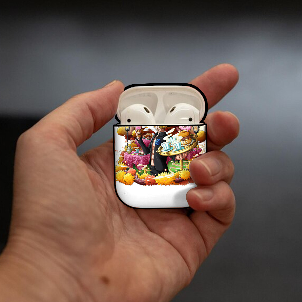 ワンピース サンジ ONE PIECE Sanji AirPods 第2世代保護ケース ハードシェル ブラック 耐衝撃・防指紋・カラビナ付き