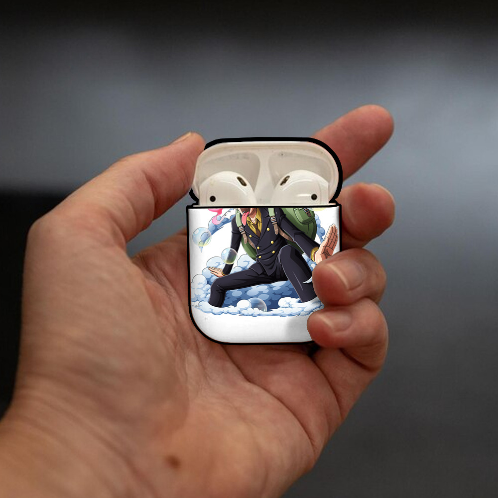 ワンピース サンジ ONE PIECE Sanji AirPods 第2世代保護ケース ハードシェル ブラック 耐衝撃・防指紋・カラビナ付き