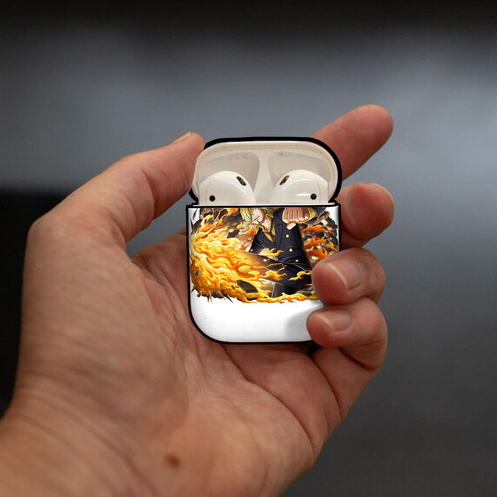 ワンピース サンジ ONE PIECE Sanji AirPods 第2世代保護ケース ハードシェル ブラック 耐衝撃・防指紋・カラビナ付き