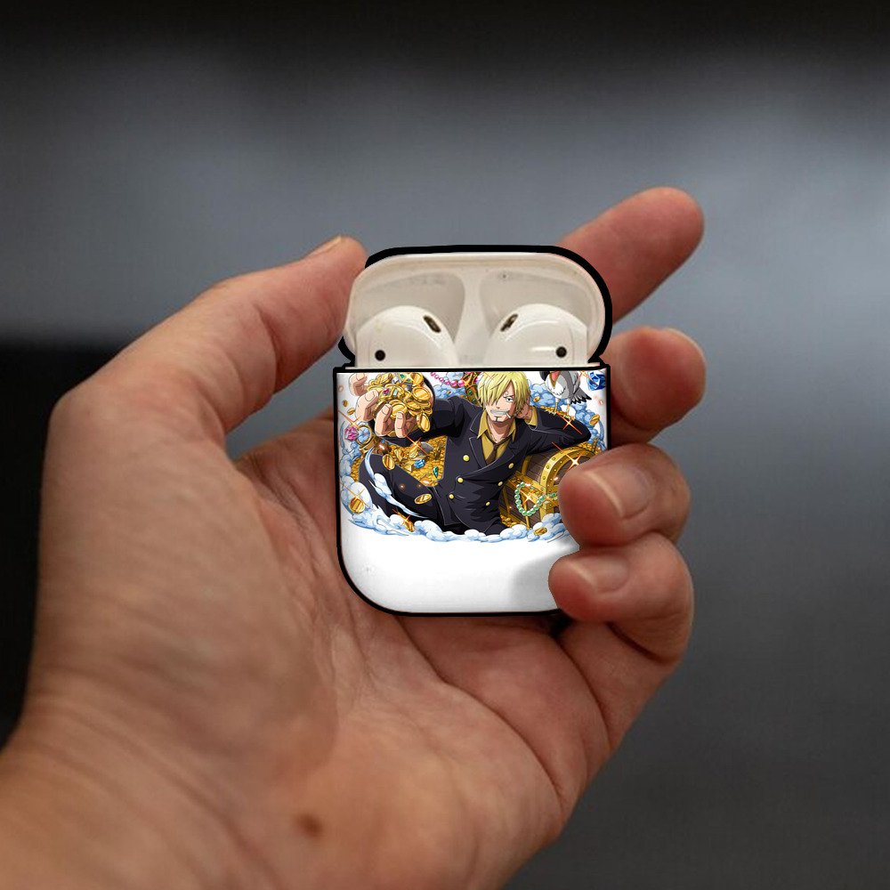 ワンピース サンジ ONE PIECE Sanji AirPods 第2世代保護ケース ハードシェル ブラック 耐衝撃・防指紋・カラビナ付き