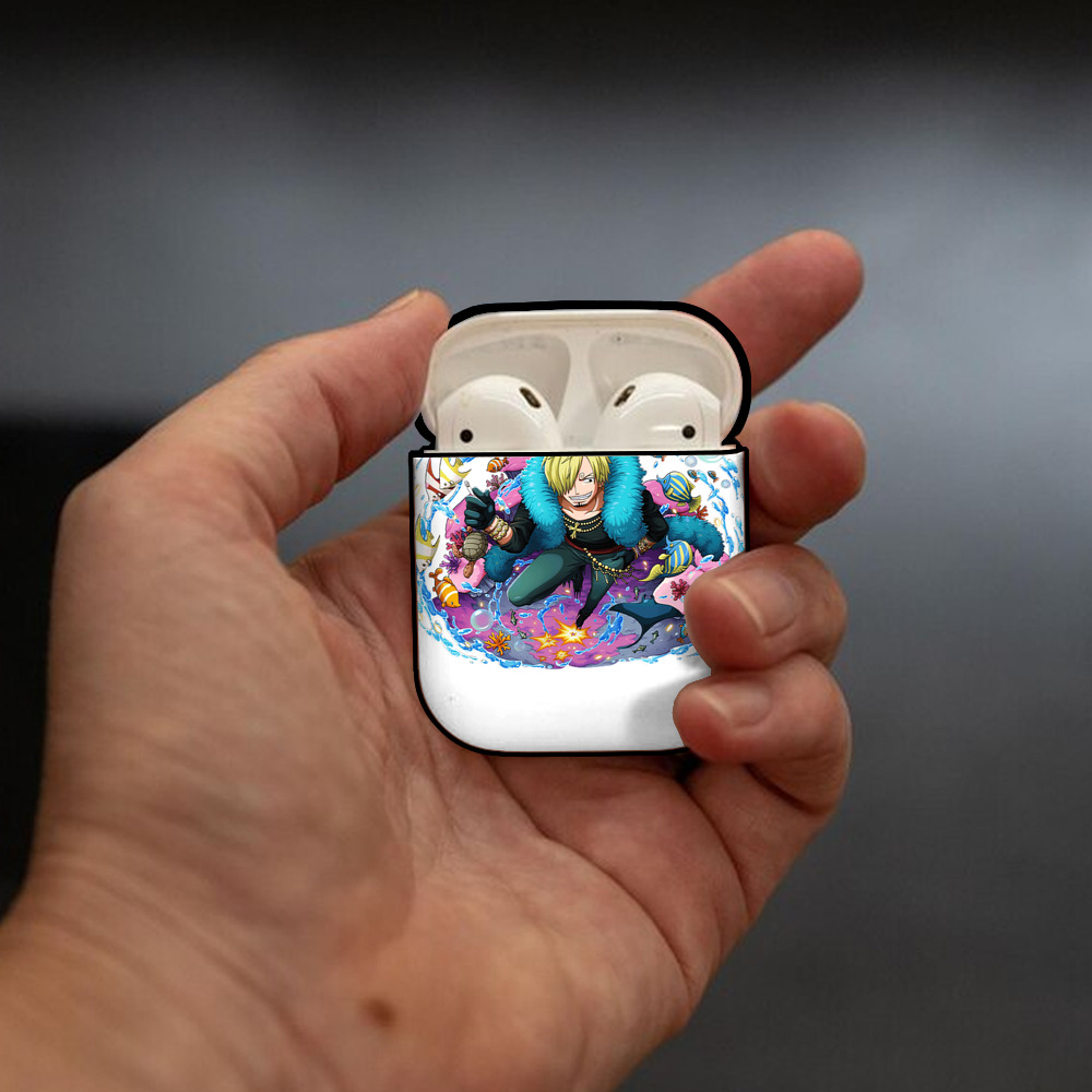 ワンピース サンジ ONE PIECE Sanji AirPods 第2世代保護ケース ハードシェル ブラック 耐衝撃・防指紋・カラビナ付き