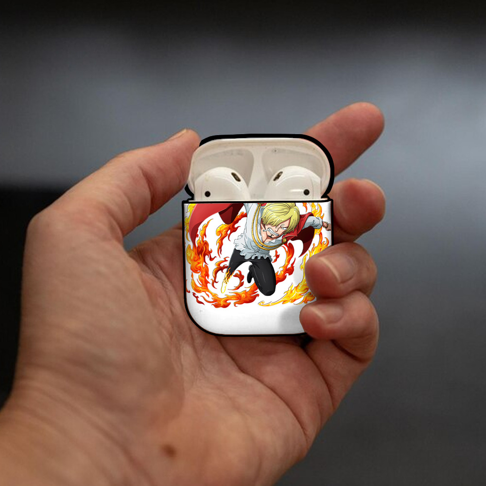 ワンピース サンジ ONE PIECE Sanji AirPods 第2世代保護ケース ハードシェル ブラック 耐衝撃・防指紋・カラビナ付き