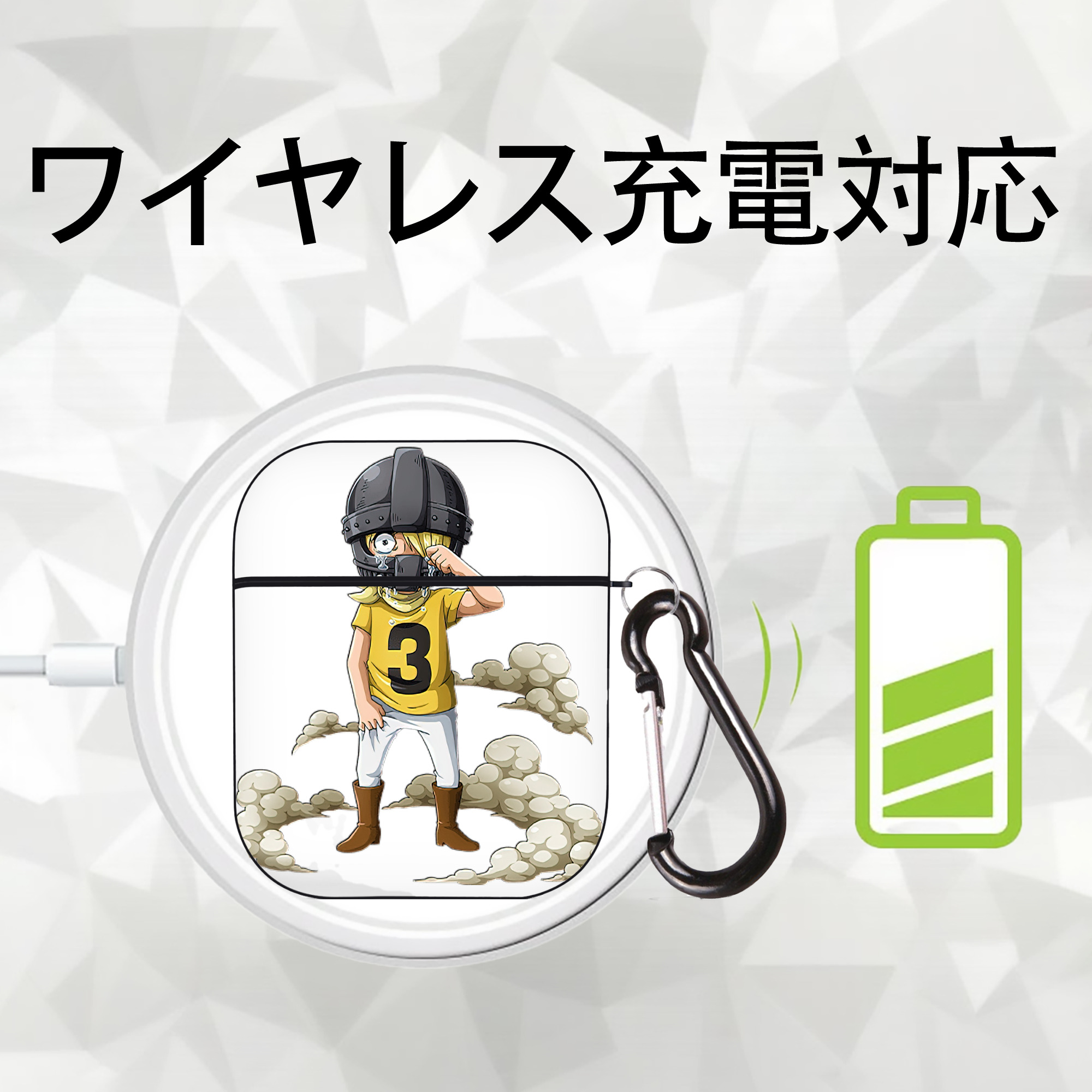 ワンピース サンジ ONE PIECE Sanji AirPods 第2世代保護ケース ハードシェル ブラック 耐衝撃・防指紋・カラビナ付き