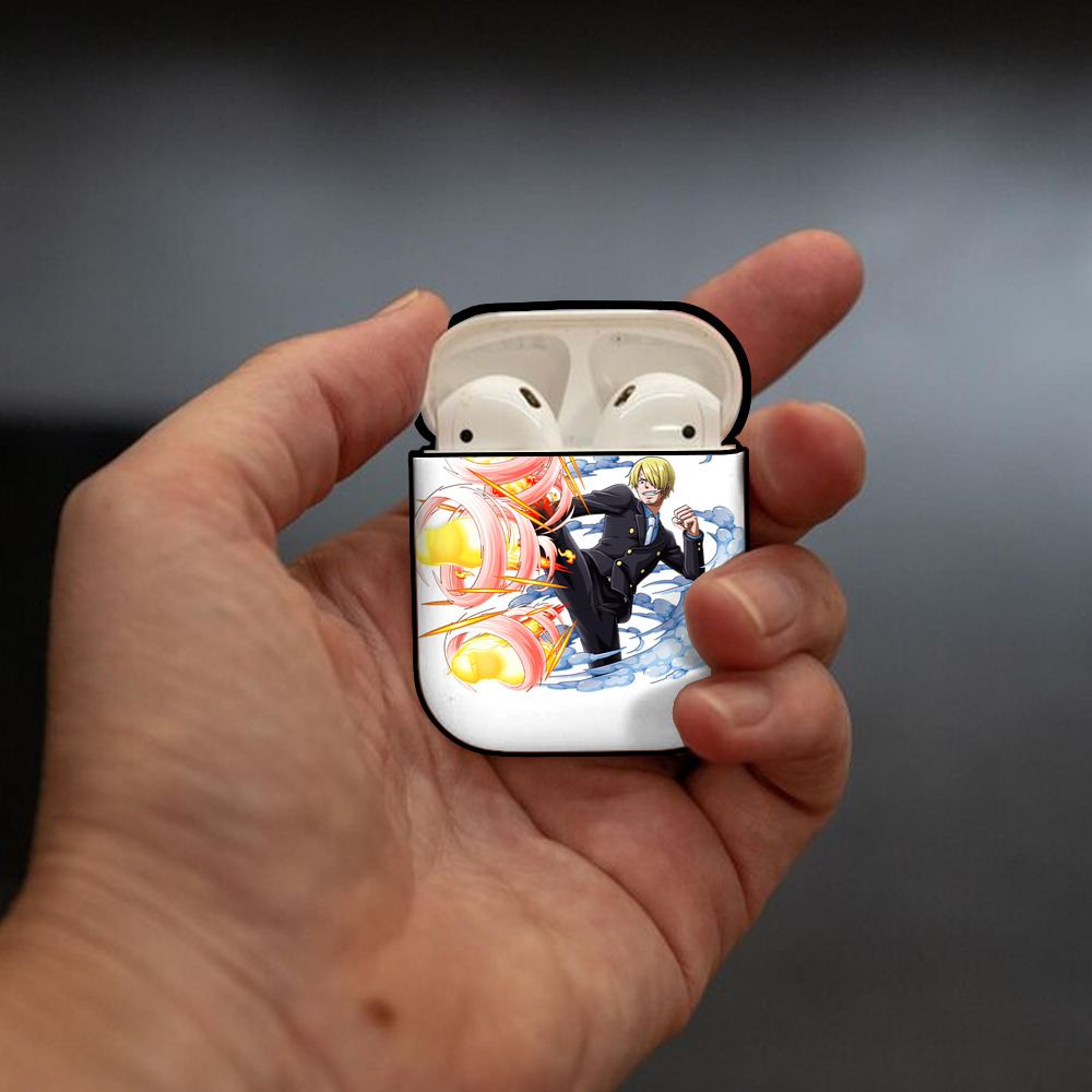 ワンピース サンジ ONE PIECE Sanji AirPods 第2世代保護ケース ハードシェル ブラック 耐衝撃・防指紋・カラビナ付き