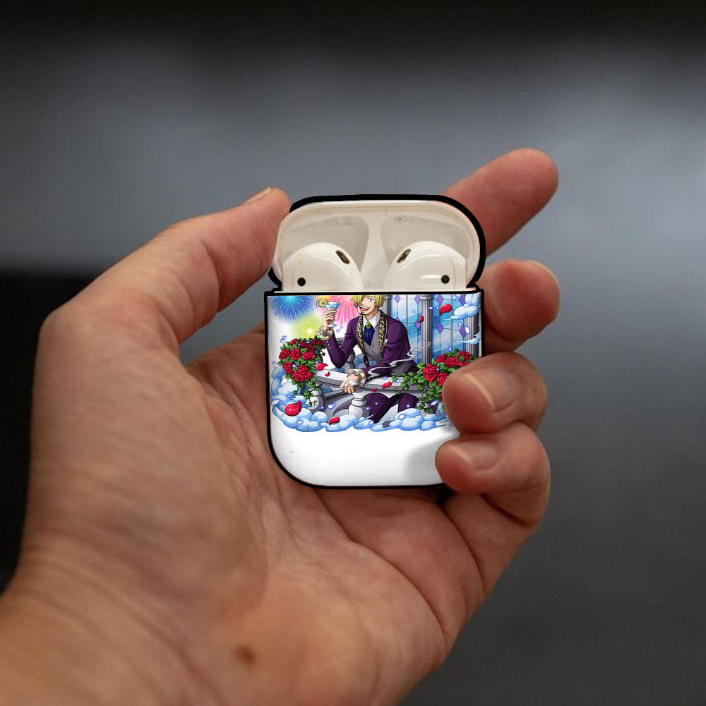 ワンピース サンジ ONE PIECE Sanji AirPods 第2世代保護ケース ハードシェル ブラック 耐衝撃・防指紋・カラビナ付き
