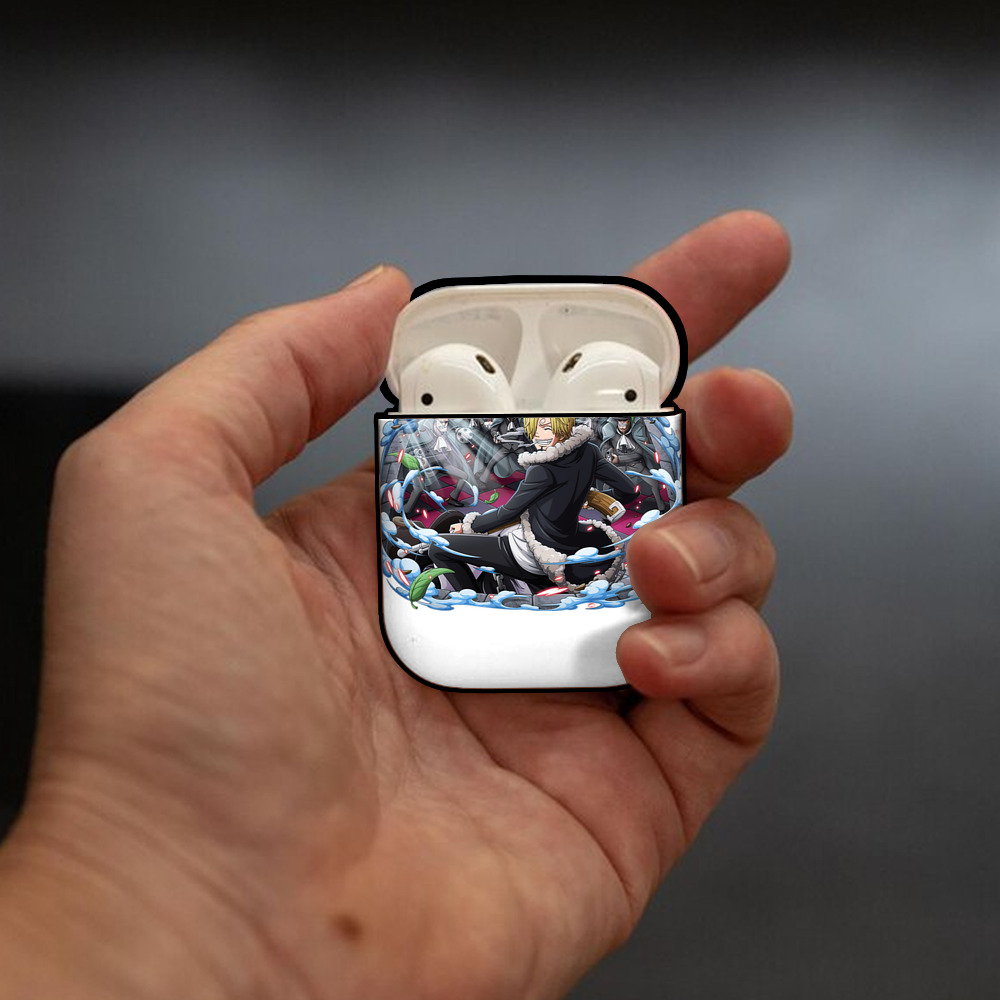 ワンピース サンジ ONE PIECE Sanji AirPods 第2世代保護ケース ハードシェル ブラック 耐衝撃・防指紋・カラビナ付き