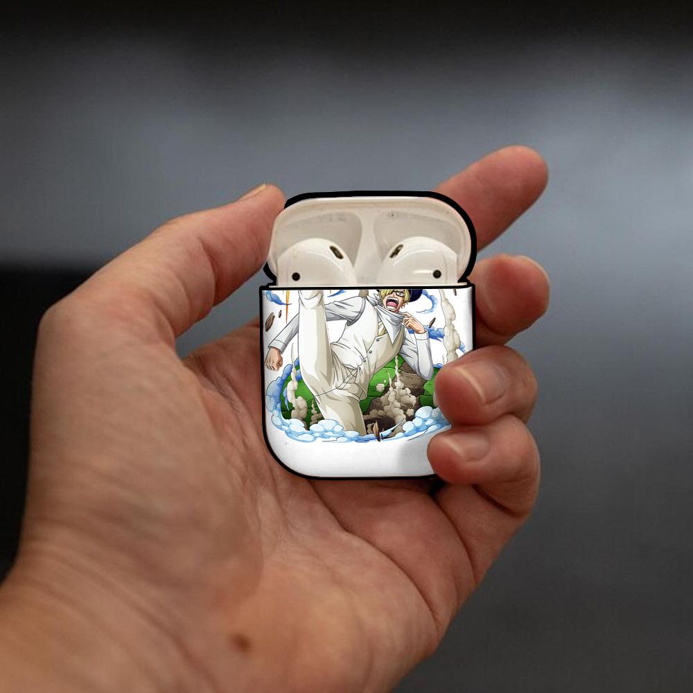 ワンピース サンジ ONE PIECE Sanji AirPods 第2世代保護ケース ハードシェル ブラック 耐衝撃・防指紋・カラビナ付き