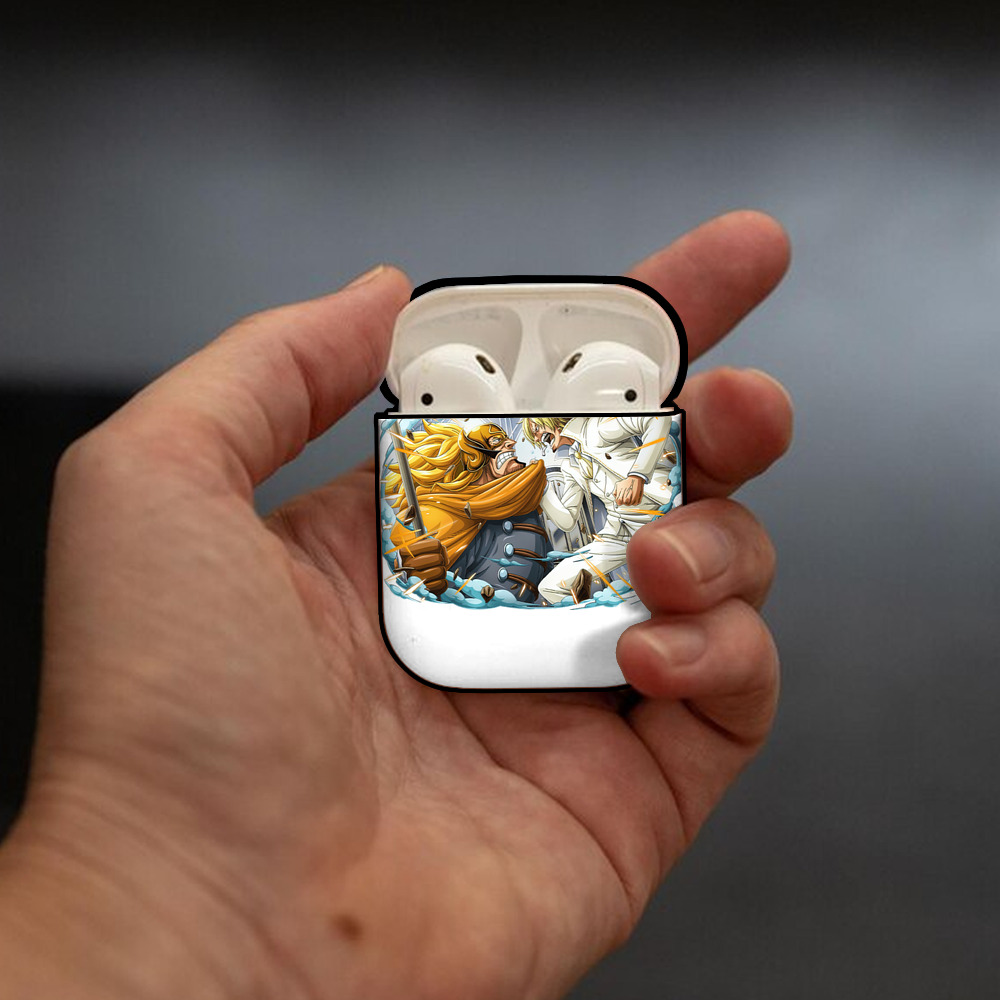 ワンピース サンジ ONE PIECE Sanji AirPods 第2世代保護ケース ハードシェル ブラック 耐衝撃・防指紋・カラビナ付き