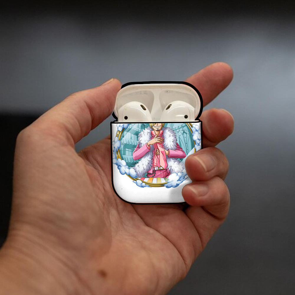 ワンピース サンジ ONE PIECE Sanji AirPods 第2世代保護ケース ハードシェル ブラック 耐衝撃・防指紋・カラビナ付き