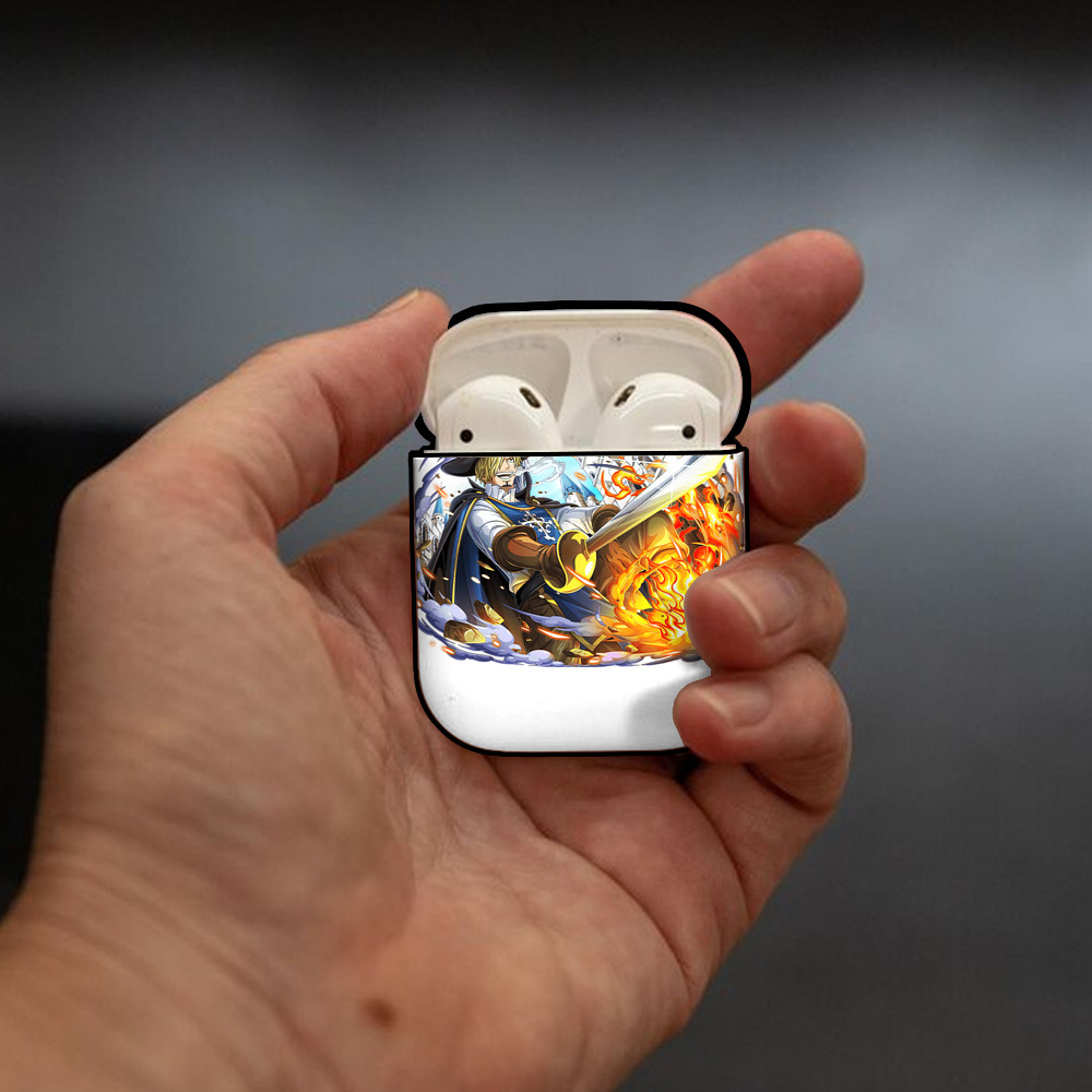 ワンピース サンジ ONE PIECE Sanji AirPods 第2世代保護ケース ハードシェル ブラック 耐衝撃・防指紋・カラビナ付き