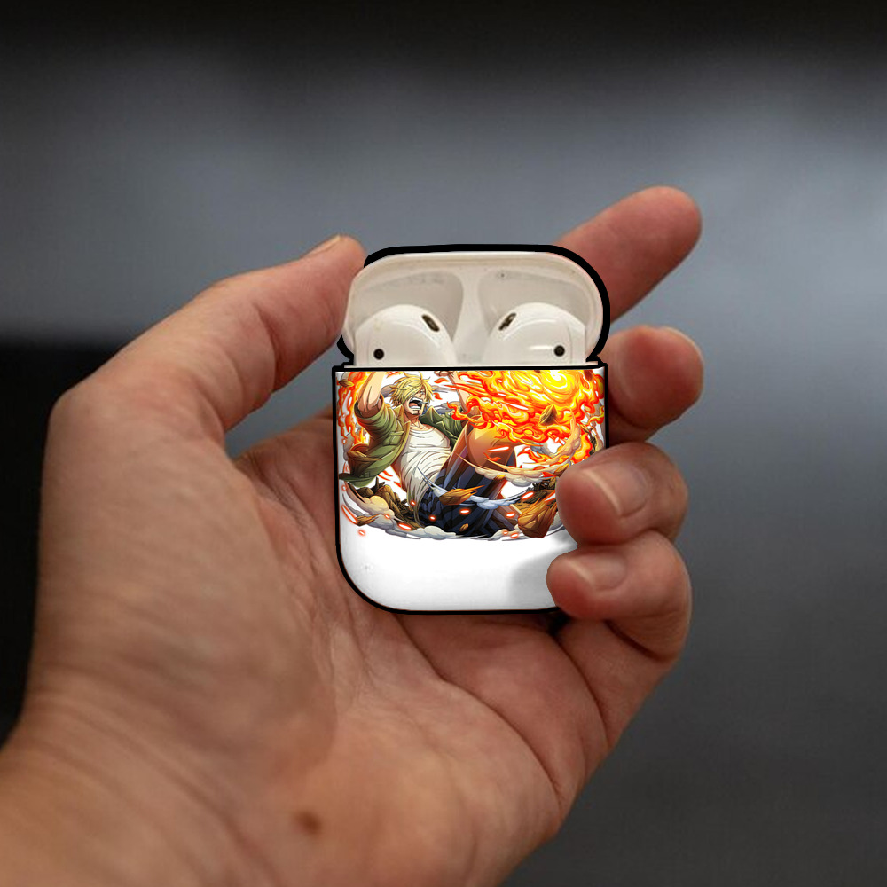 ワンピース サンジ ONE PIECE Sanji AirPods 第2世代保護ケース ハードシェル ブラック 耐衝撃・防指紋・カラビナ付き