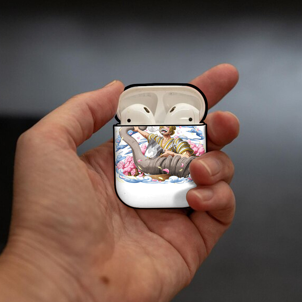 ワンピース サンジ ONE PIECE Sanji AirPods 第2世代保護ケース ハードシェル ブラック 耐衝撃・防指紋・カラビナ付き