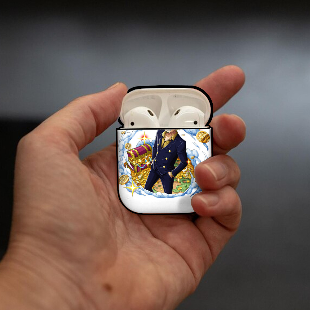 ワンピース サンジ ONE PIECE Sanji AirPods 第2世代保護ケース ハードシェル ブラック 耐衝撃・防指紋・カラビナ付き