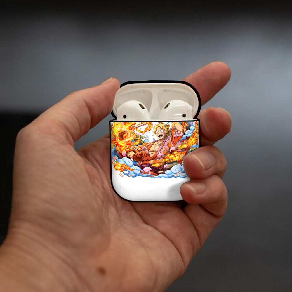 ワンピース サンジ ONE PIECE Sanji AirPods 第2世代保護ケース ハードシェル ブラック 耐衝撃・防指紋・カラビナ付き