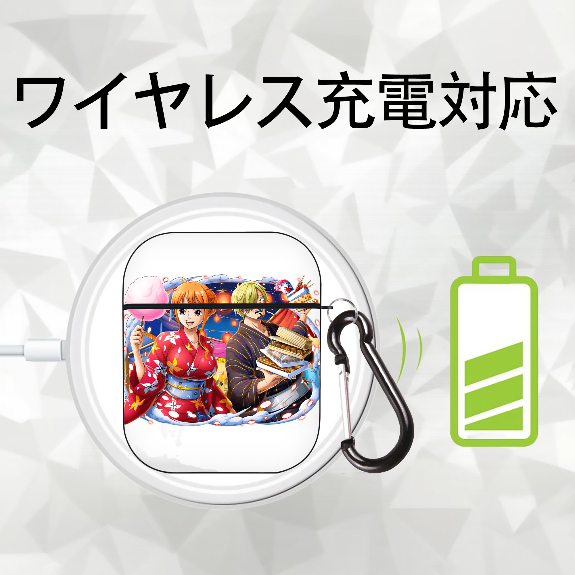 ワンピース サンジ ONE PIECE Sanji AirPods 第2世代保護ケース ハードシェル ブラック 耐衝撃・防指紋・カラビナ付き