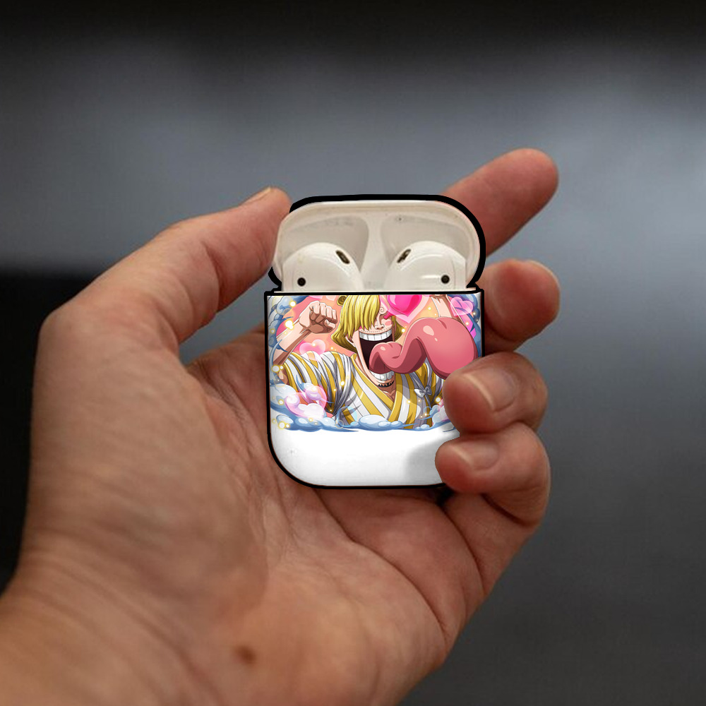 ワンピース サンジ ONE PIECE Sanji AirPods 第2世代保護ケース ハードシェル ブラック 耐衝撃・防指紋・カラビナ付き