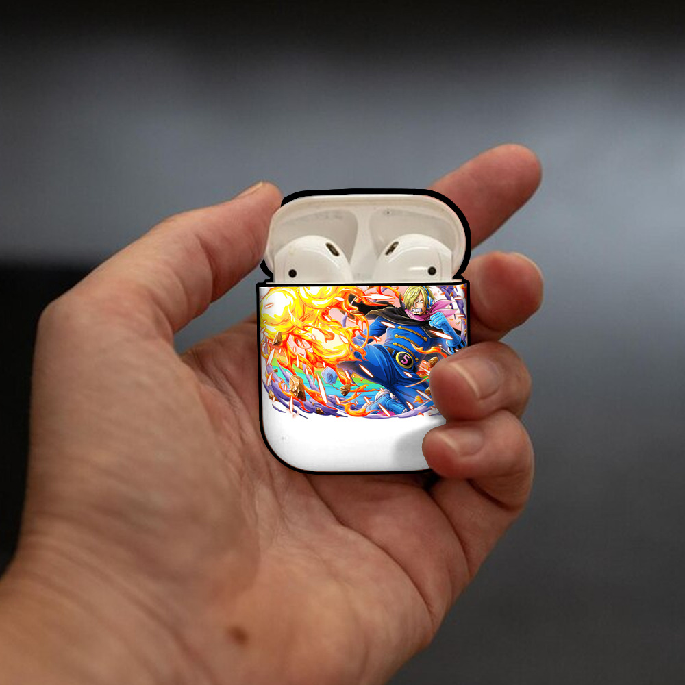 ワンピース サンジ ONE PIECE Sanji AirPods 第2世代保護ケース ハードシェル ブラック 耐衝撃・防指紋・カラビナ付き