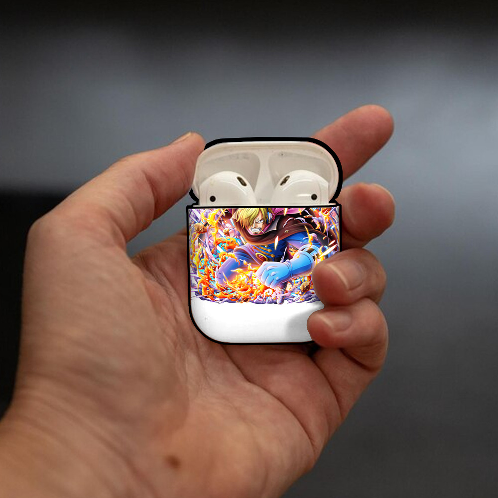 ワンピース サンジ ONE PIECE Sanji AirPods 第2世代保護ケース ハードシェル ブラック 耐衝撃・防指紋・カラビナ付き