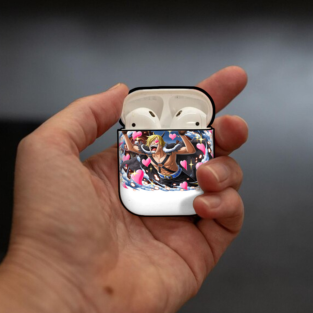 ワンピース サンジ ONE PIECE Sanji AirPods 第2世代保護ケース ハードシェル ブラック 耐衝撃・防指紋・カラビナ付き