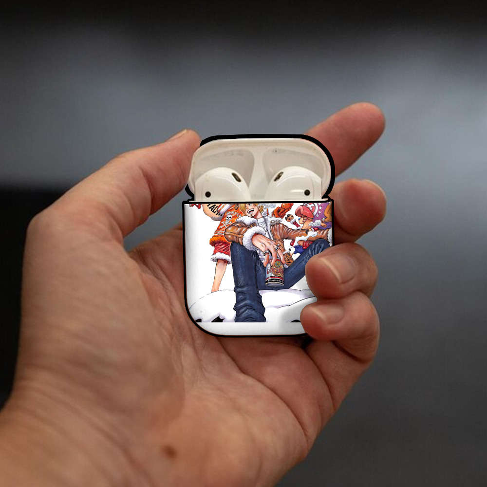ワンピース サンジ ONE PIECE Sanji AirPods 第2世代保護ケース ハードシェル ブラック 耐衝撃・防指紋・カラビナ付き