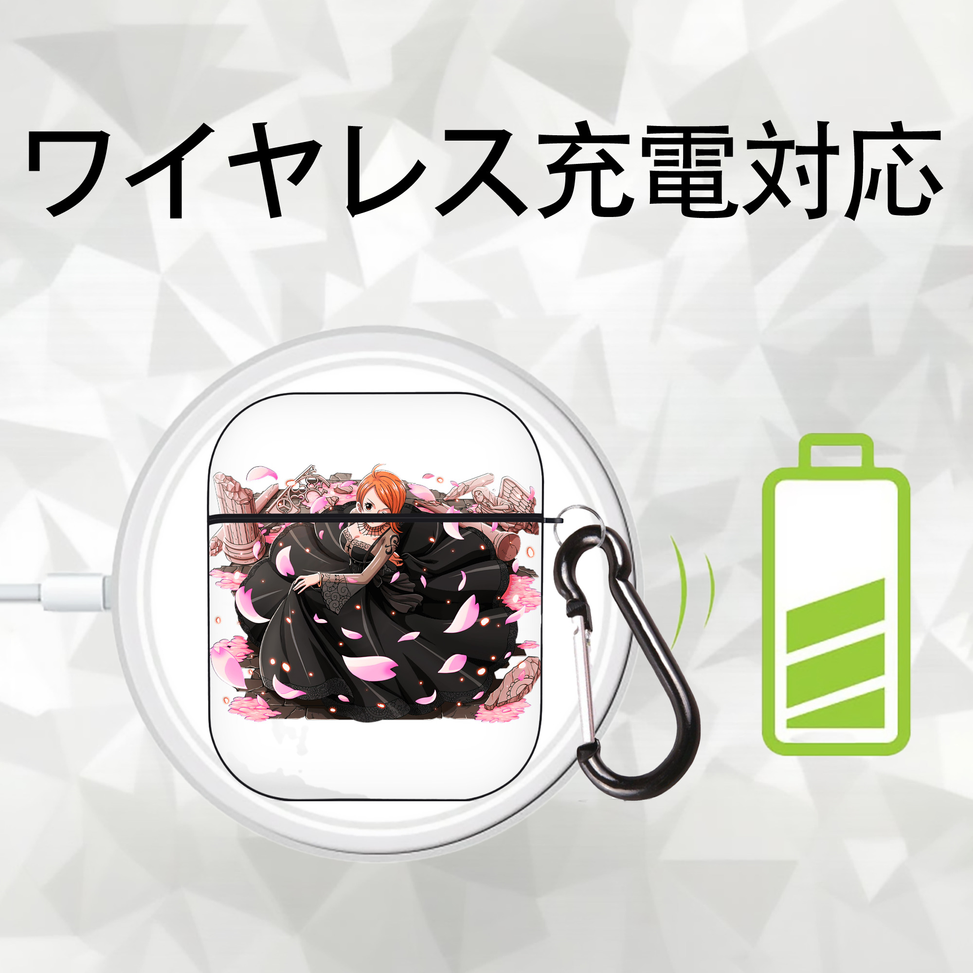 ワンピース ナミ ONE PIECE Nami AirPods 第2世代保護ケース ハードシェル ブラック 耐衝撃・防指紋・カラビナ付き