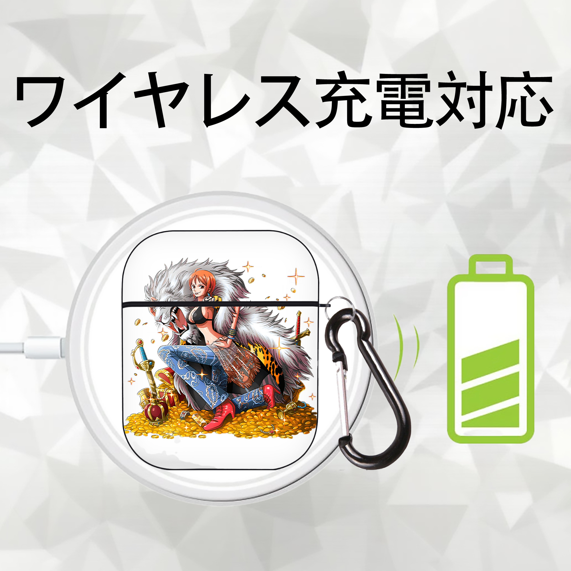 ワンピース ナミ ONE PIECE Nami AirPods 第2世代保護ケース ハードシェル ブラック 耐衝撃・防指紋・カラビナ付き