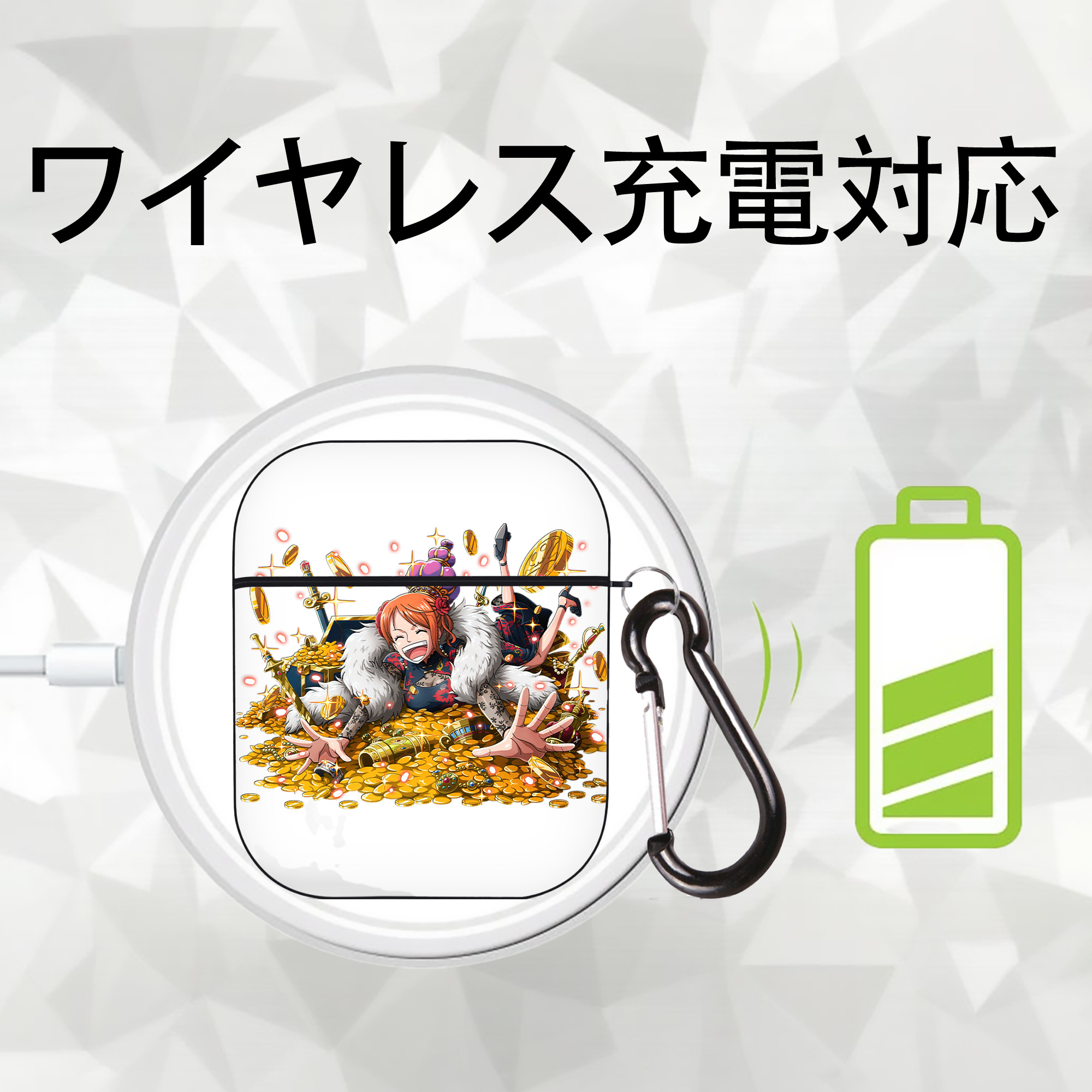 ワンピース ナミ ONE PIECE Nami AirPods 第2世代保護ケース ハードシェル ブラック 耐衝撃・防指紋・カラビナ付き