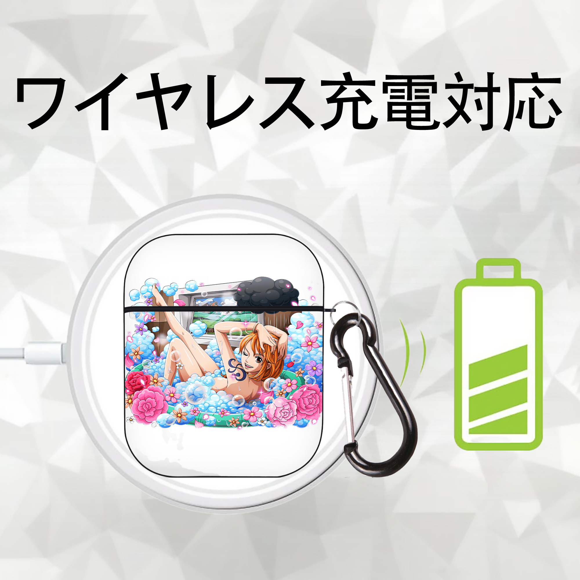 ワンピース ナミ ONE PIECE Nami AirPods 第2世代保護ケース ハードシェル ブラック 耐衝撃・防指紋・カラビナ付き