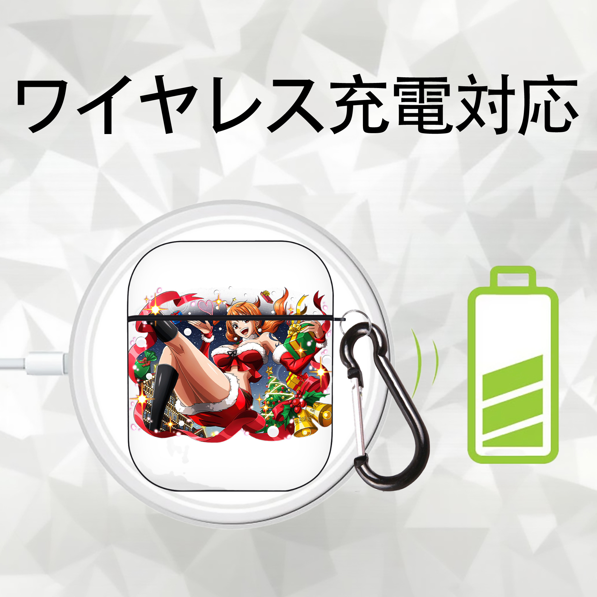 ワンピース ナミ ONE PIECE Nami AirPods 第2世代保護ケース ハードシェル ブラック 耐衝撃・防指紋・カラビナ付き