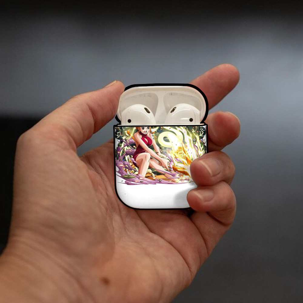 ワンピース ナミ ONE PIECE Nami AirPods 第2世代保護ケース ハードシェル ブラック 耐衝撃・防指紋・カラビナ付き