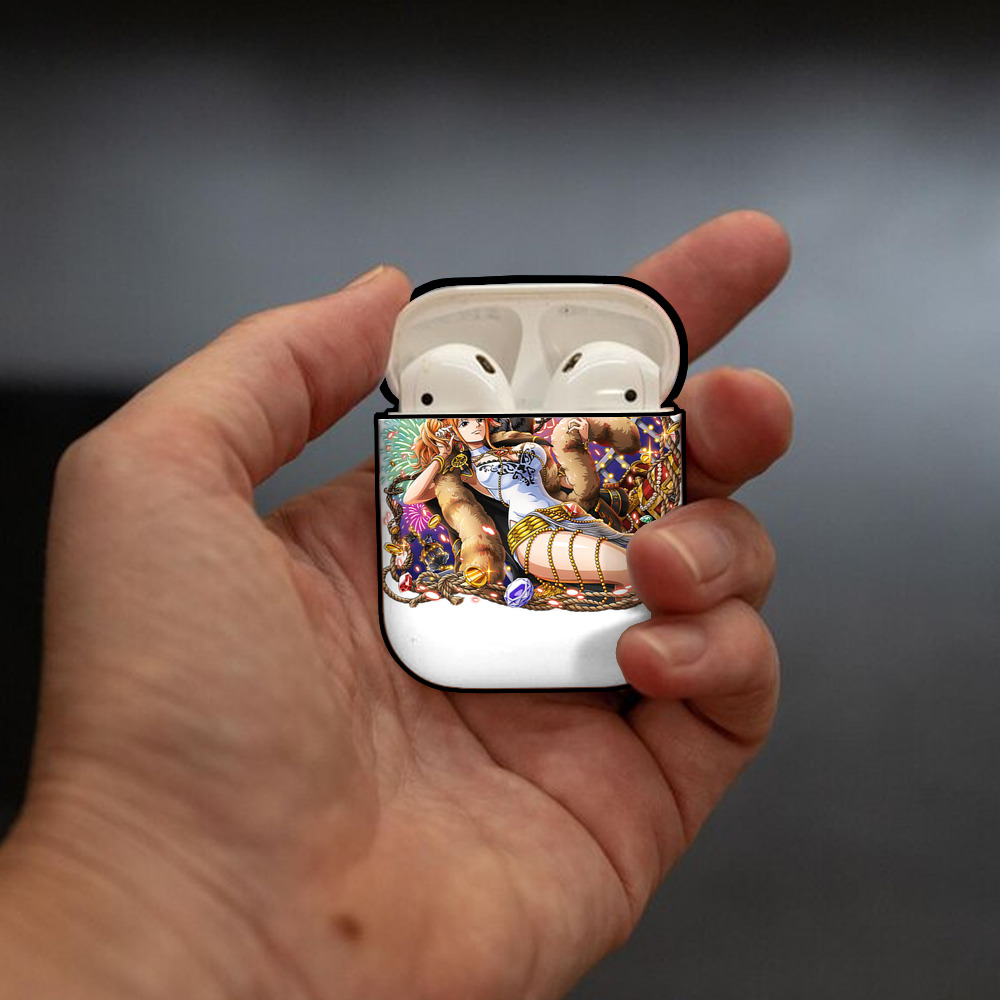 ワンピース ナミ ONE PIECE Nami AirPods 第2世代保護ケース ハードシェル ブラック 耐衝撃・防指紋・カラビナ付き