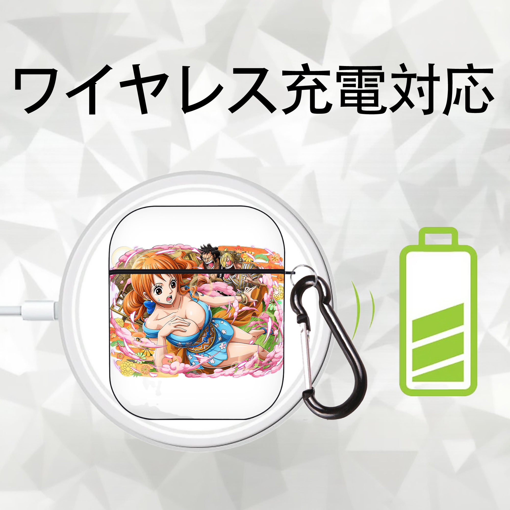 ワンピース ナミ ONE PIECE Nami AirPods 第2世代保護ケース ハードシェル ブラック 耐衝撃・防指紋・カラビナ付き
