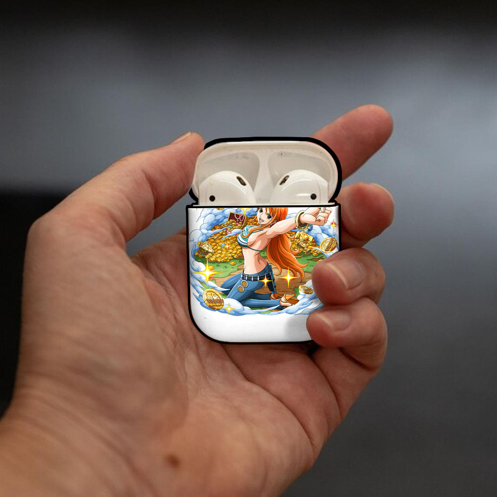 ワンピース ナミ ONE PIECE Nami AirPods 第2世代保護ケース ハードシェル ブラック 耐衝撃・防指紋・カラビナ付き