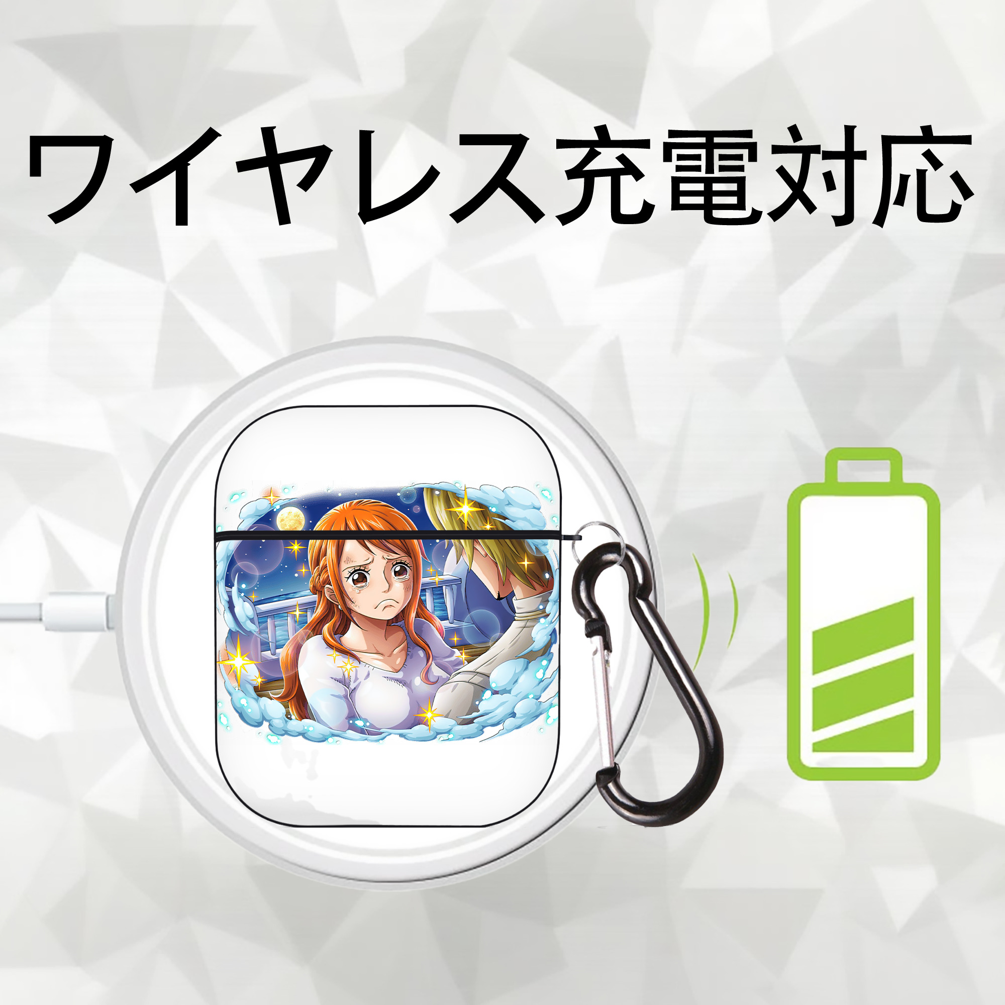 ワンピース ナミ ONE PIECE Nami AirPods 第2世代保護ケース ハードシェル ブラック 耐衝撃・防指紋・カラビナ付き