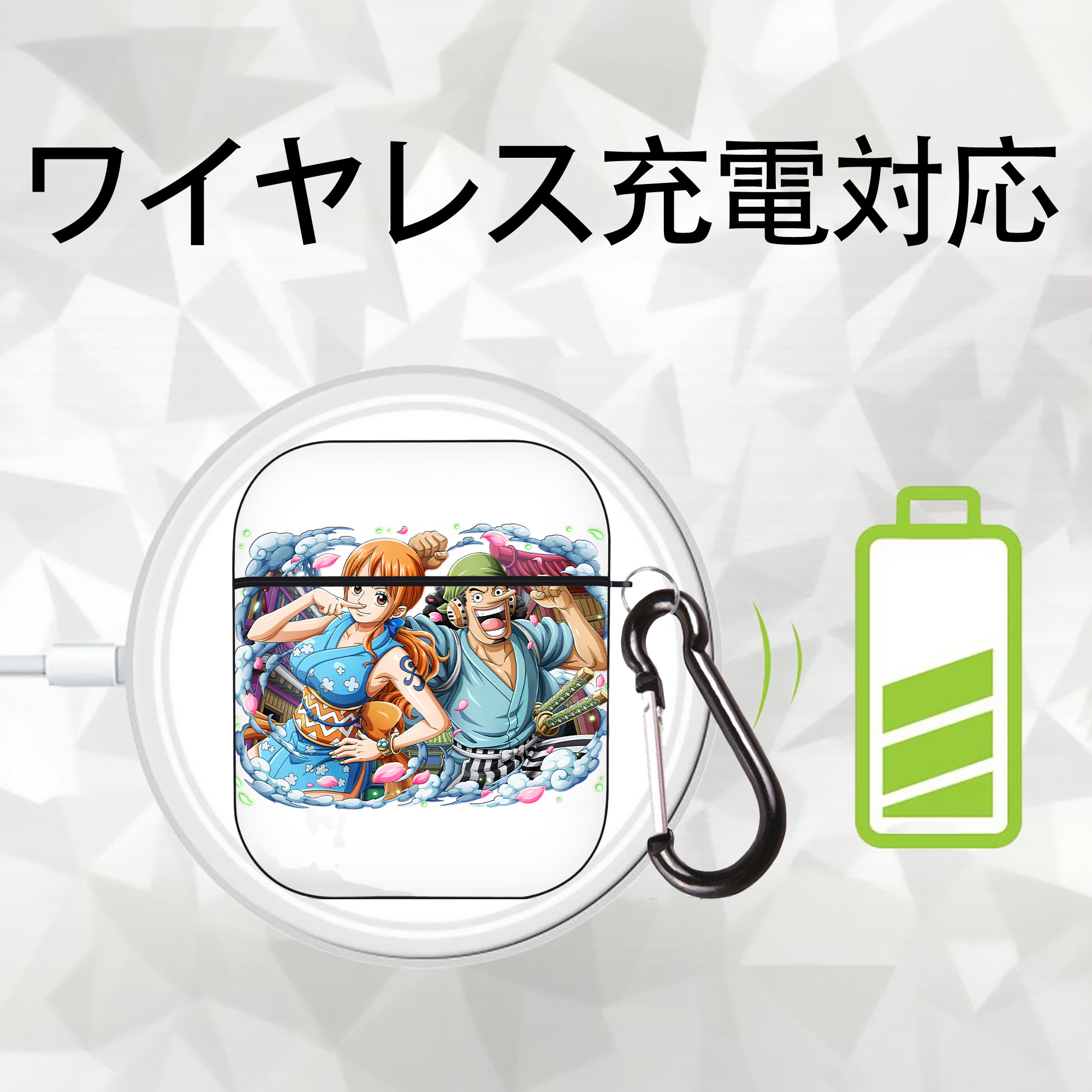 ワンピース ナミ ONE PIECE Nami AirPods 第2世代保護ケース ハードシェル ブラック 耐衝撃・防指紋・カラビナ付き