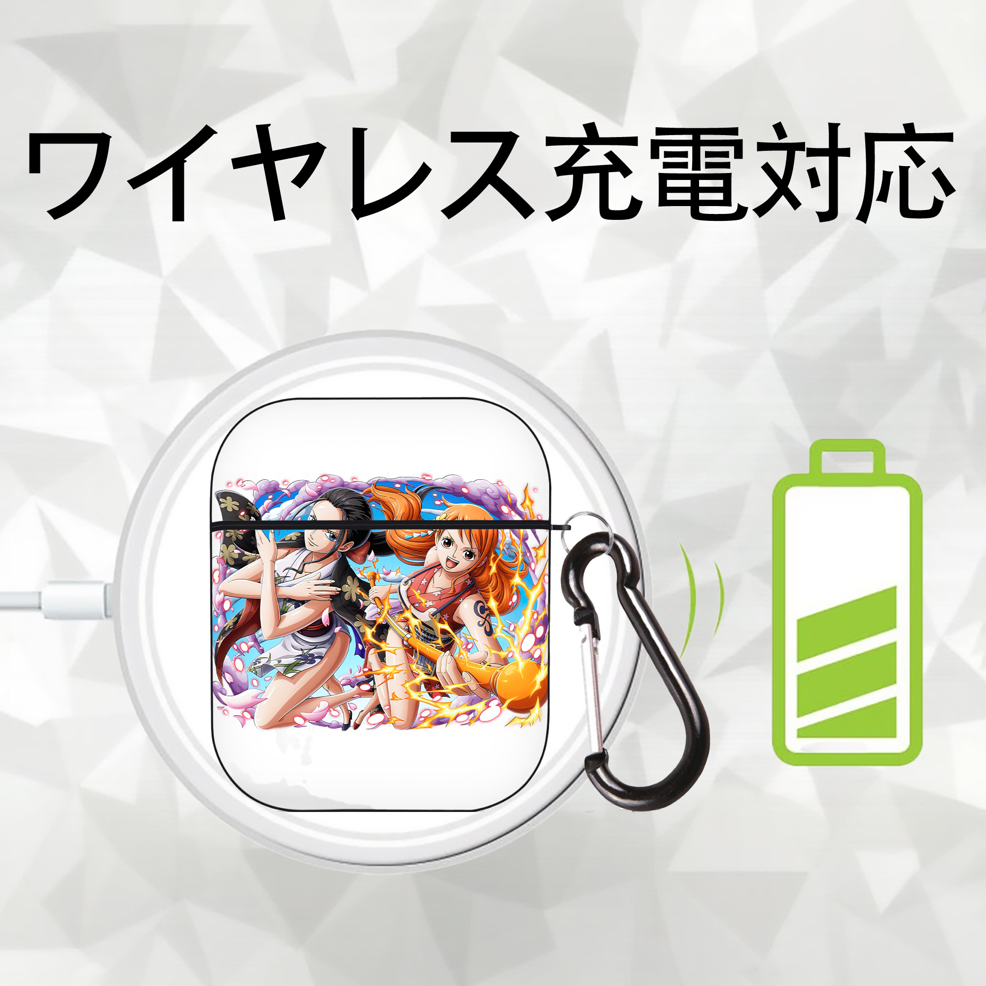 ワンピース ナミ ONE PIECE Nami AirPods 第2世代保護ケース ハードシェル ブラック 耐衝撃・防指紋・カラビナ付き