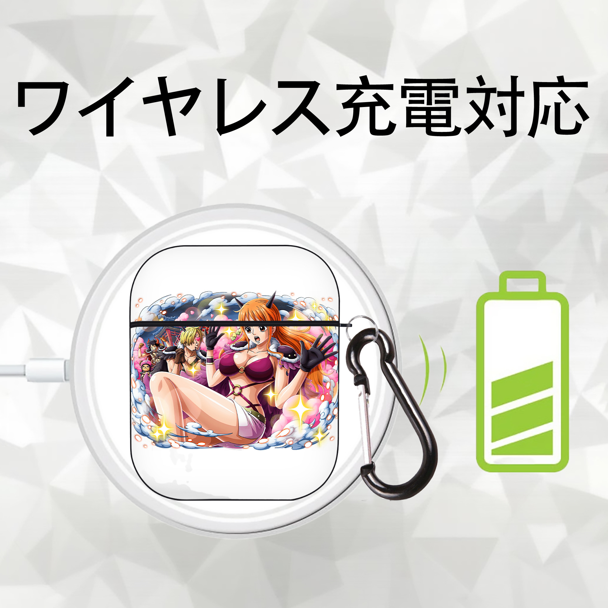 ワンピース ナミ ONE PIECE Nami AirPods 第2世代保護ケース ハードシェル ブラック 耐衝撃・防指紋・カラビナ付き