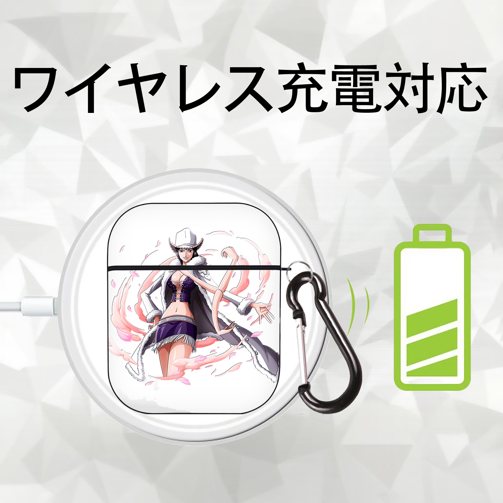 ワンピース ニコ・ロビン ONE PIECE Nico Robin AirPods 第2世代保護ケース ハードシェル ブラック 耐衝撃・防指紋・カラビナ付き