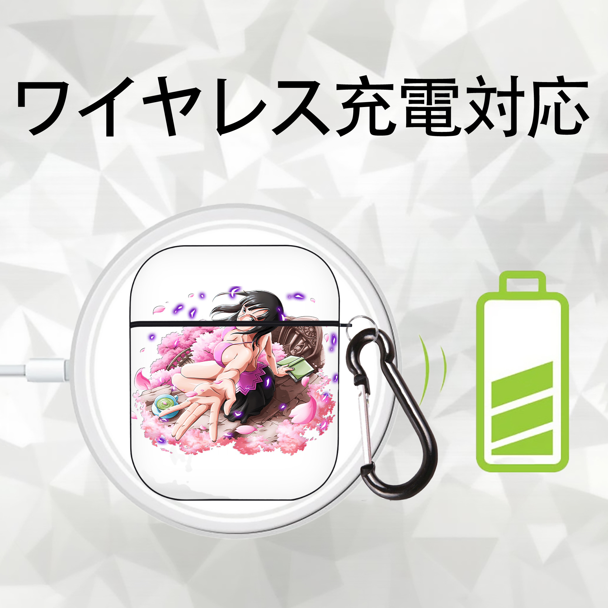 ワンピース ニコ・ロビン ONE PIECE Nico Robin AirPods 第2世代保護ケース ハードシェル ブラック 耐衝撃・防指紋・カラビナ付き