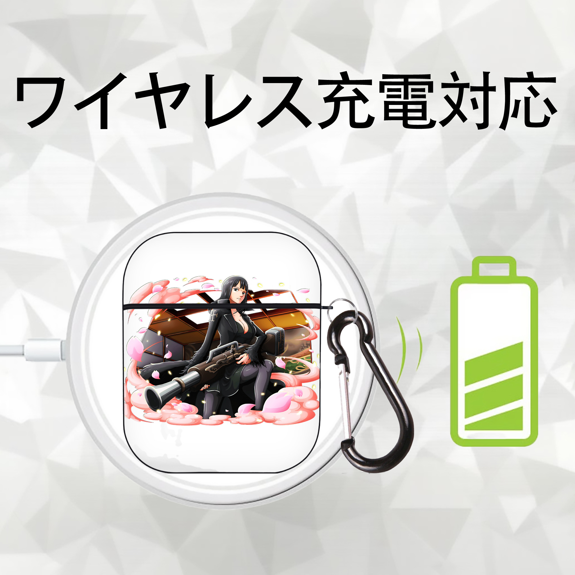 ワンピース ニコ・ロビン ONE PIECE Nico Robin AirPods 第2世代保護ケース ハードシェル ブラック 耐衝撃・防指紋・カラビナ付き