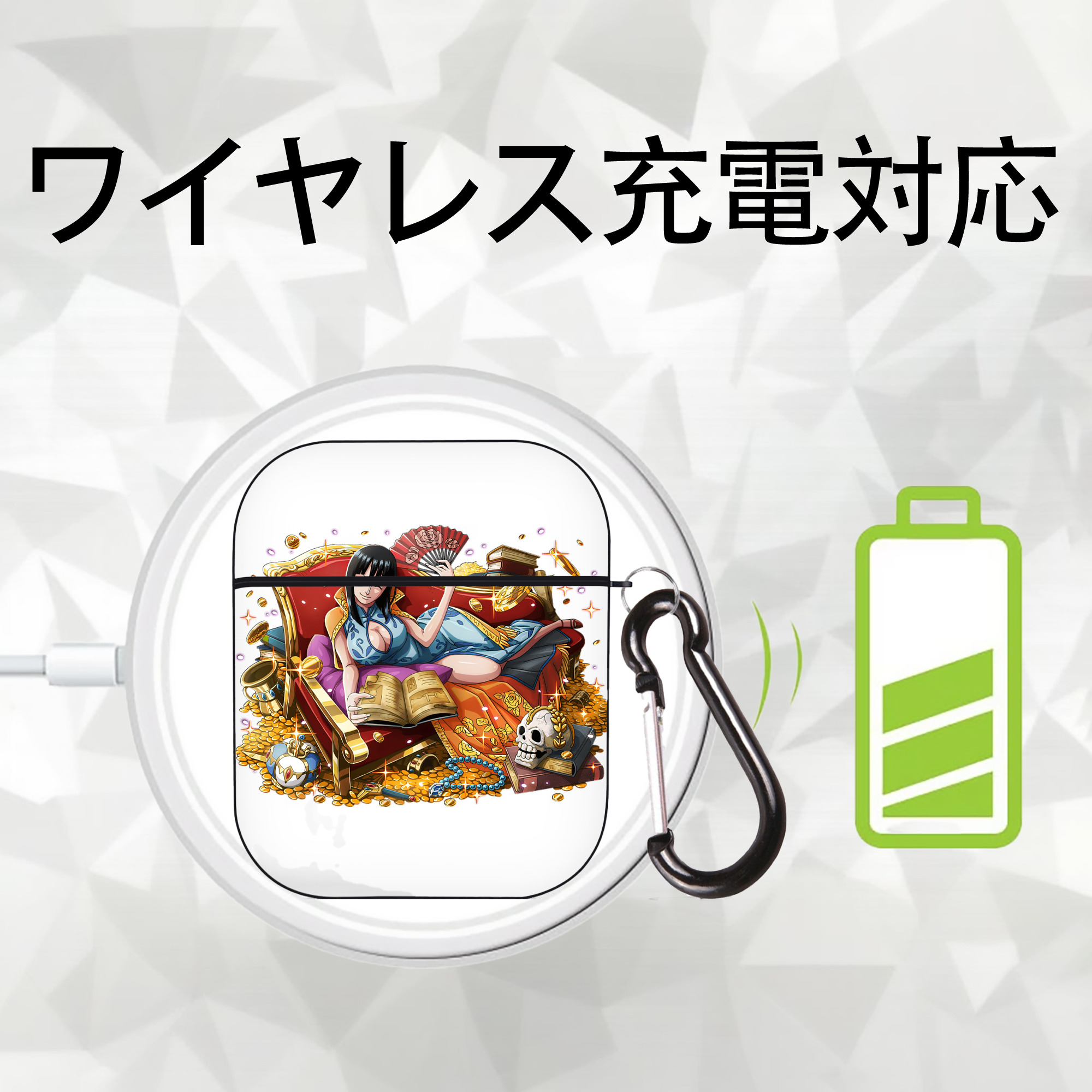ワンピース ニコ・ロビン ONE PIECE Nico Robin AirPods 第2世代保護ケース ハードシェル ブラック 耐衝撃・防指紋・カラビナ付き