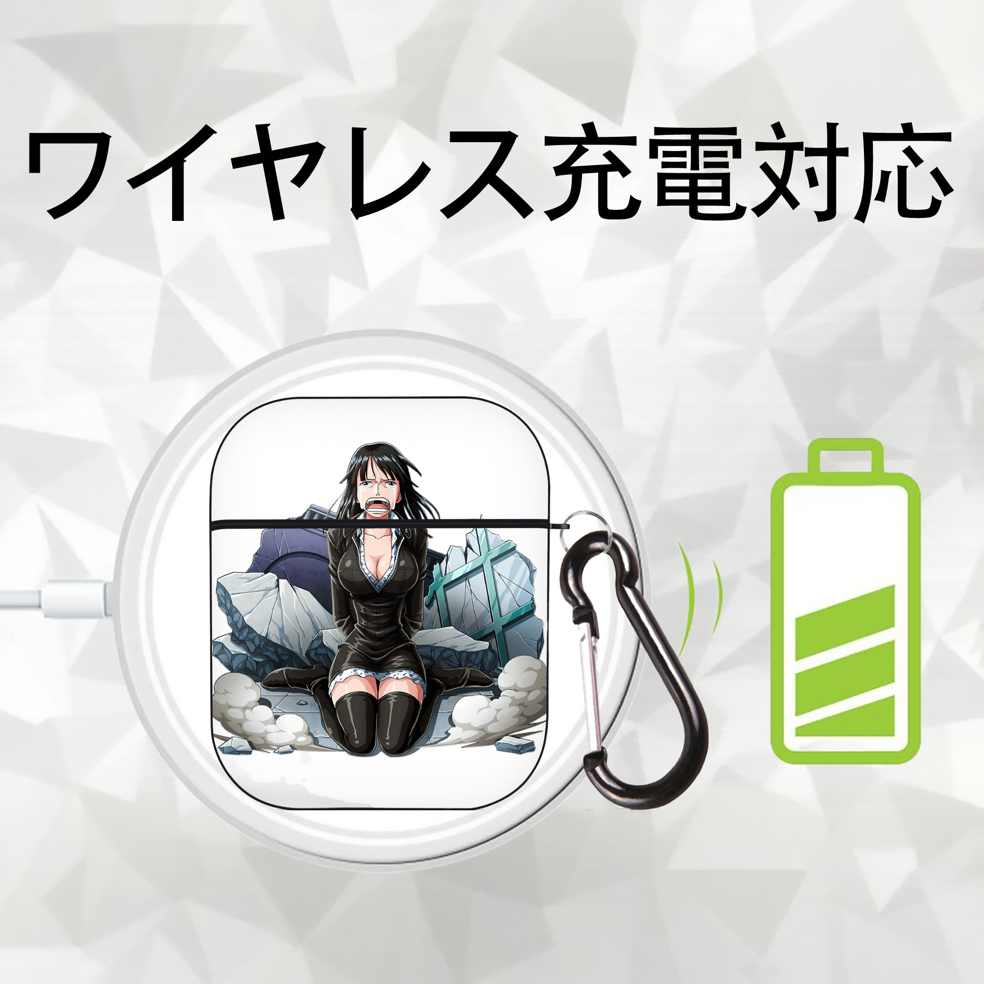 ワンピース ニコ・ロビン ONE PIECE Nico Robin AirPods 第2世代保護ケース ハードシェル ブラック 耐衝撃・防指紋・カラビナ付き