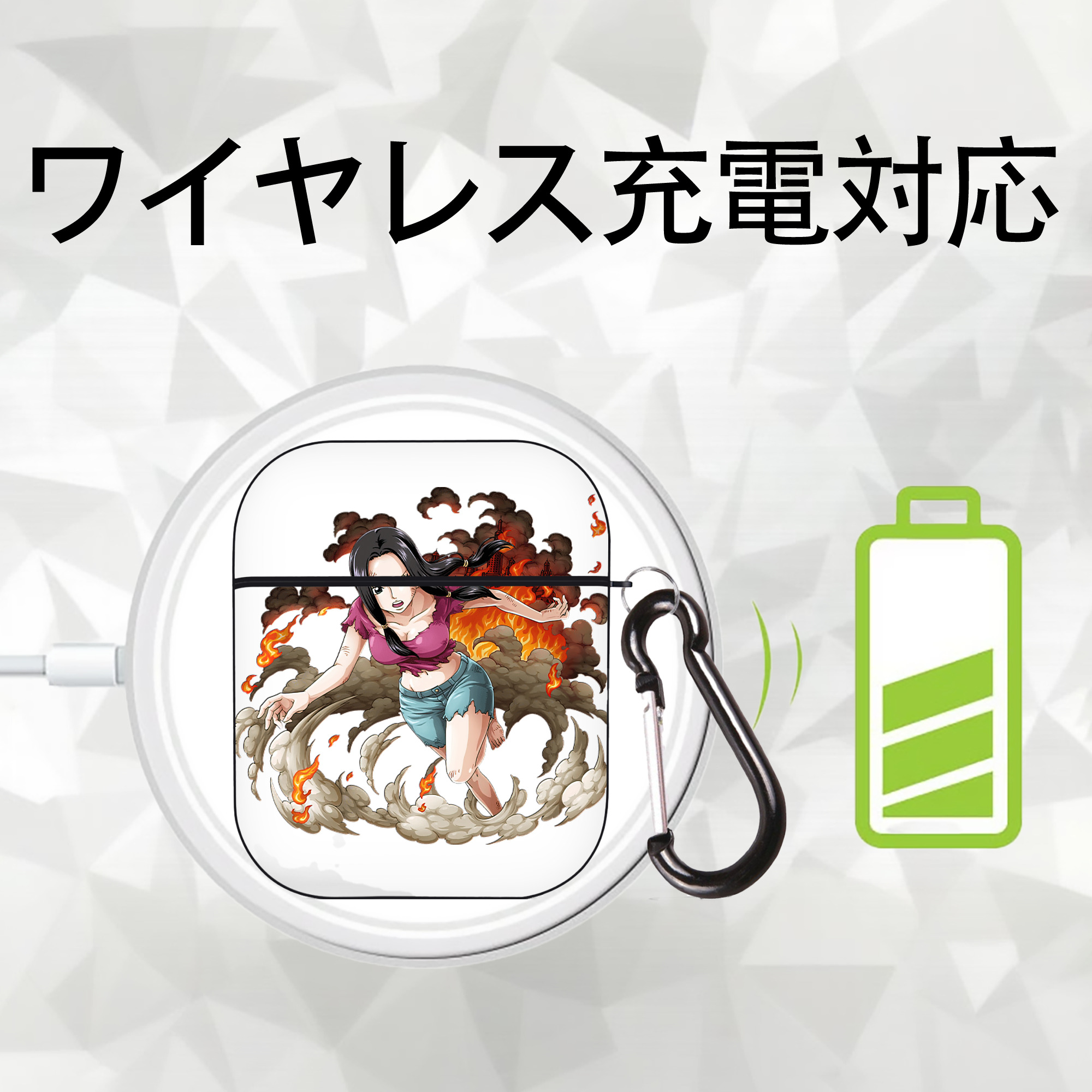 ワンピース ニコ・ロビン ONE PIECE Nico Robin AirPods 第2世代保護ケース ハードシェル ブラック 耐衝撃・防指紋・カラビナ付き