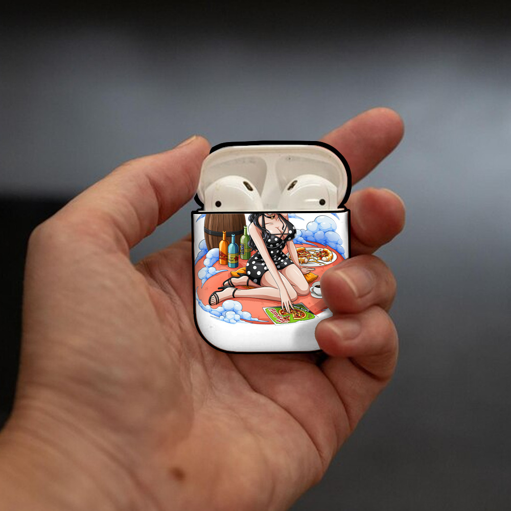 ワンピース ニコ・ロビン ONE PIECE Nico Robin AirPods 第2世代保護ケース ハードシェル ブラック 耐衝撃・防指紋・カラビナ付き