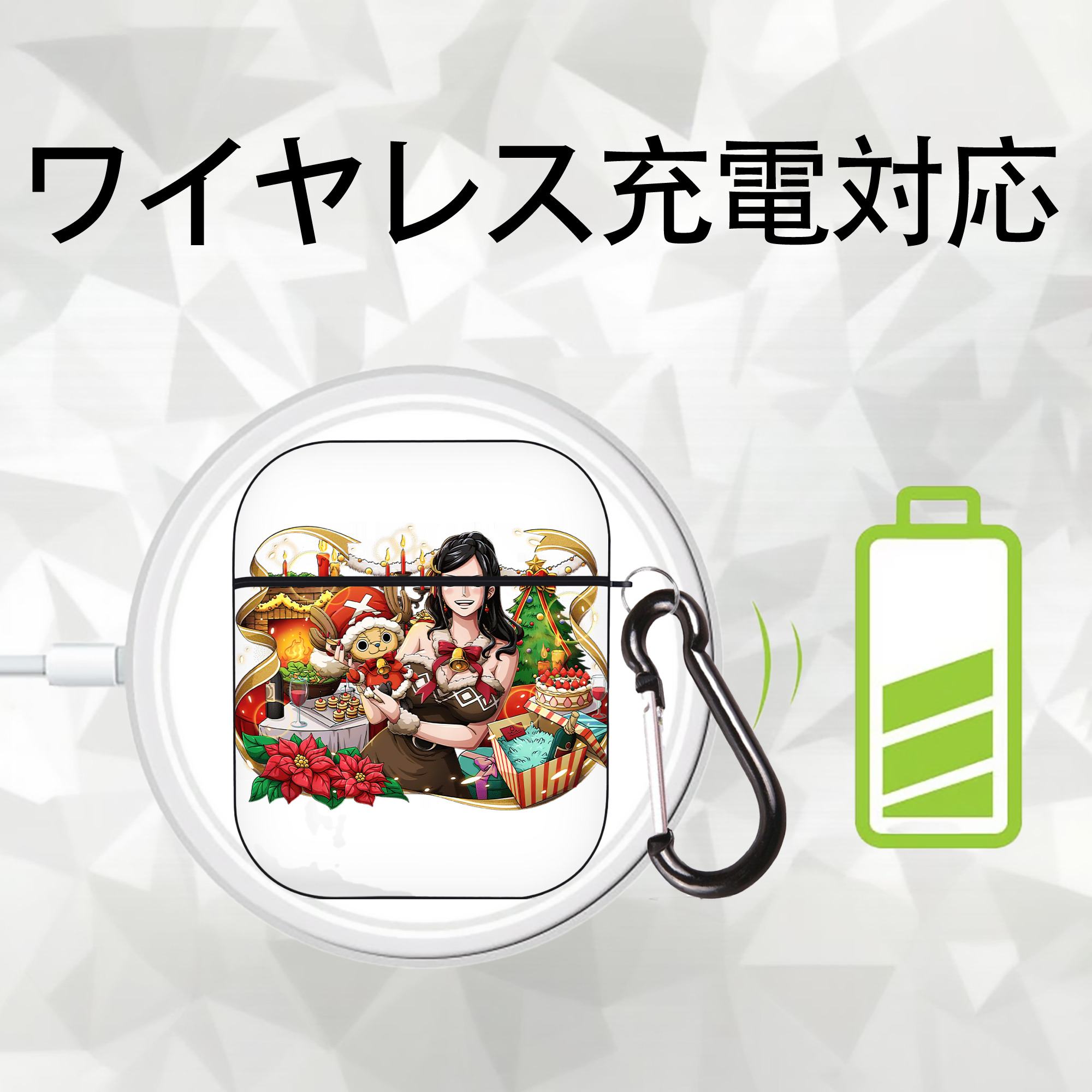 ワンピース ニコ・ロビン ONE PIECE Nico Robin AirPods 第2世代保護ケース ハードシェル ブラック 耐衝撃・防指紋・カラビナ付き