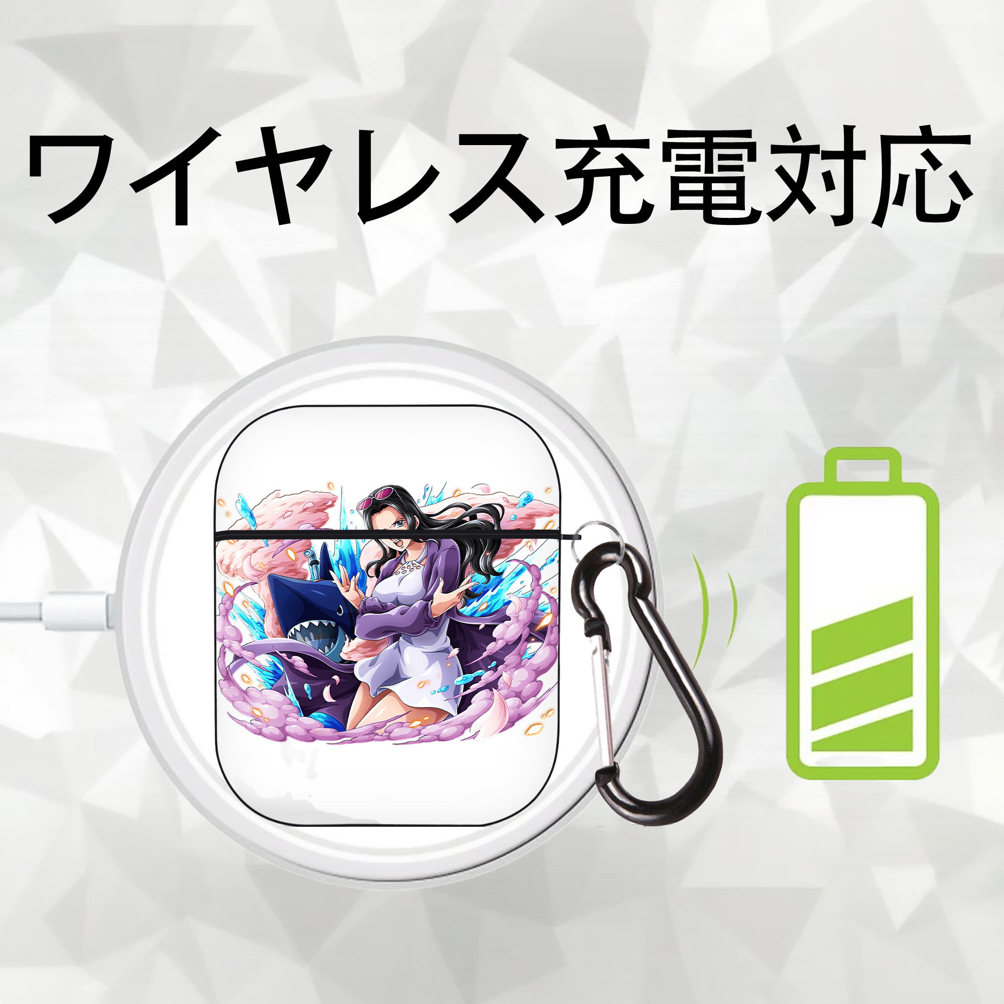 ワンピース ニコ・ロビン ONE PIECE Nico Robin AirPods 第2世代保護ケース ハードシェル ブラック 耐衝撃・防指紋・カラビナ付き