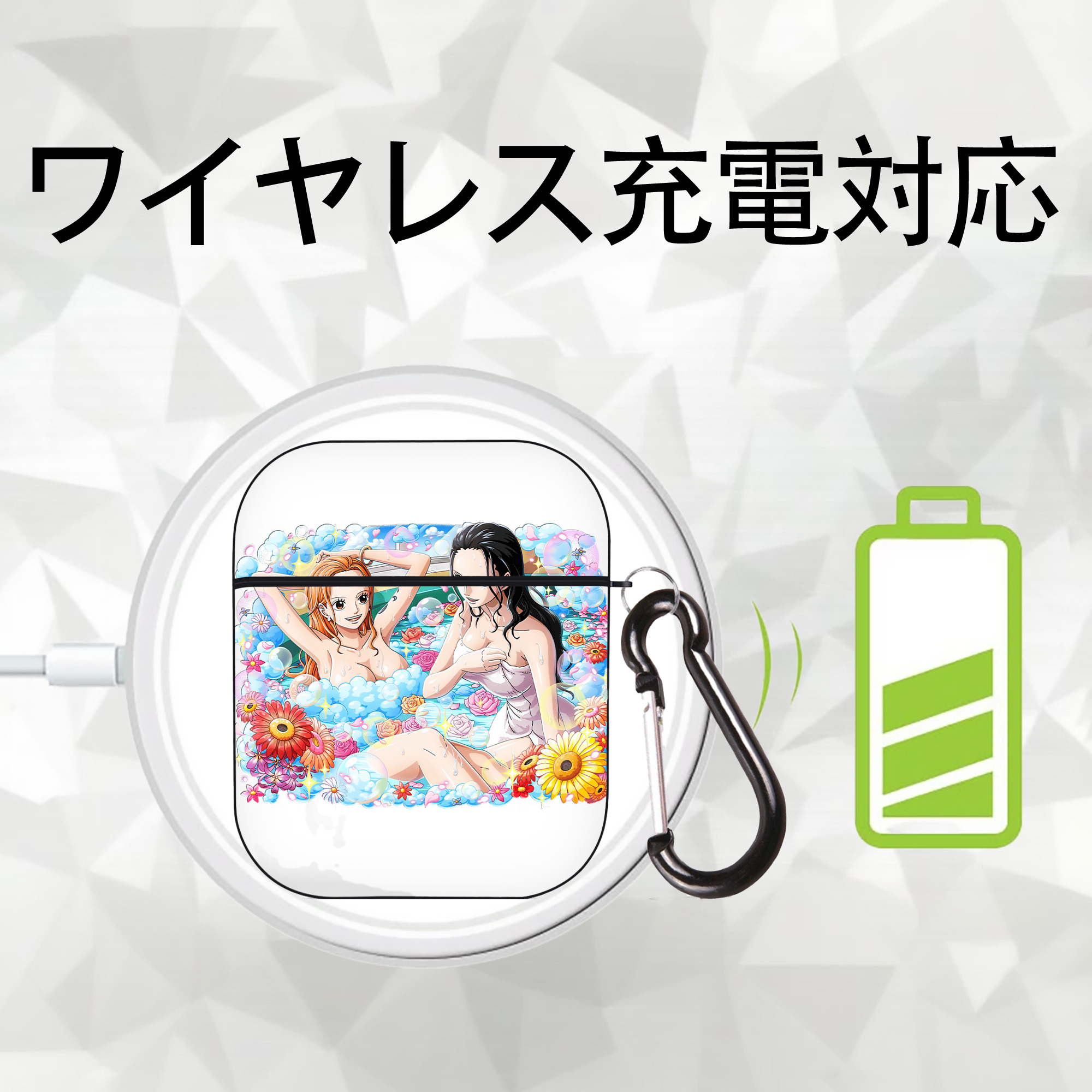 ワンピース ニコ・ロビン ONE PIECE Nico Robin AirPods 第2世代保護ケース ハードシェル ブラック 耐衝撃・防指紋・カラビナ付き