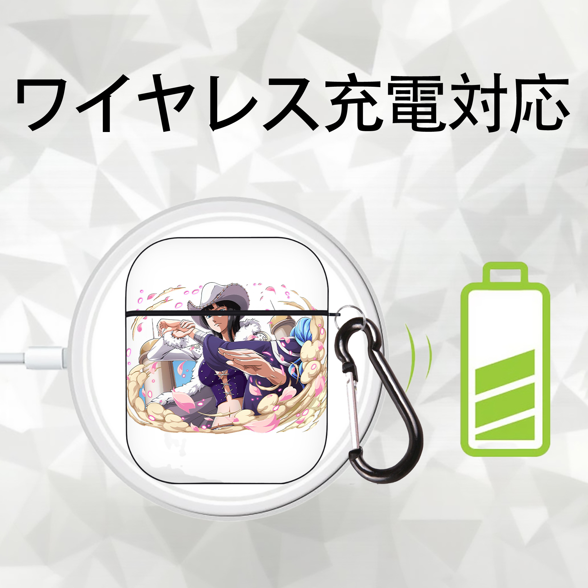 ワンピース ニコ・ロビン ONE PIECE Nico Robin AirPods 第2世代保護ケース ハードシェル ブラック 耐衝撃・防指紋・カラビナ付き