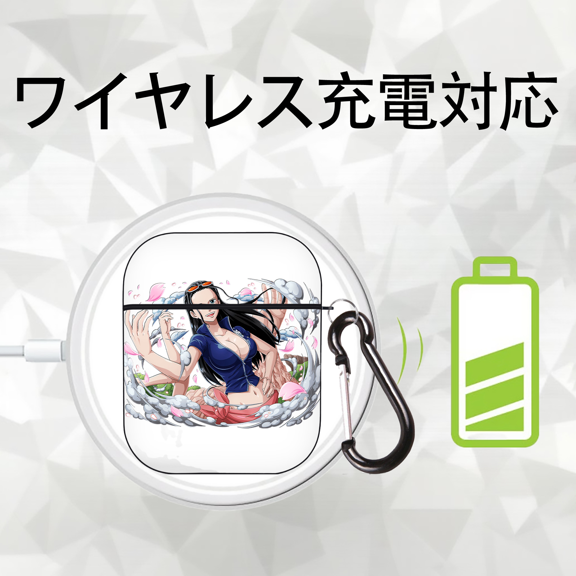 ワンピース ニコ・ロビン ONE PIECE Nico Robin AirPods 第2世代保護ケース ハードシェル ブラック 耐衝撃・防指紋・カラビナ付き